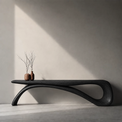 Sculptural Wave Wood Console Table – Organic Natural Wood Console for Modern Interior - Livewoodcraft - 3
