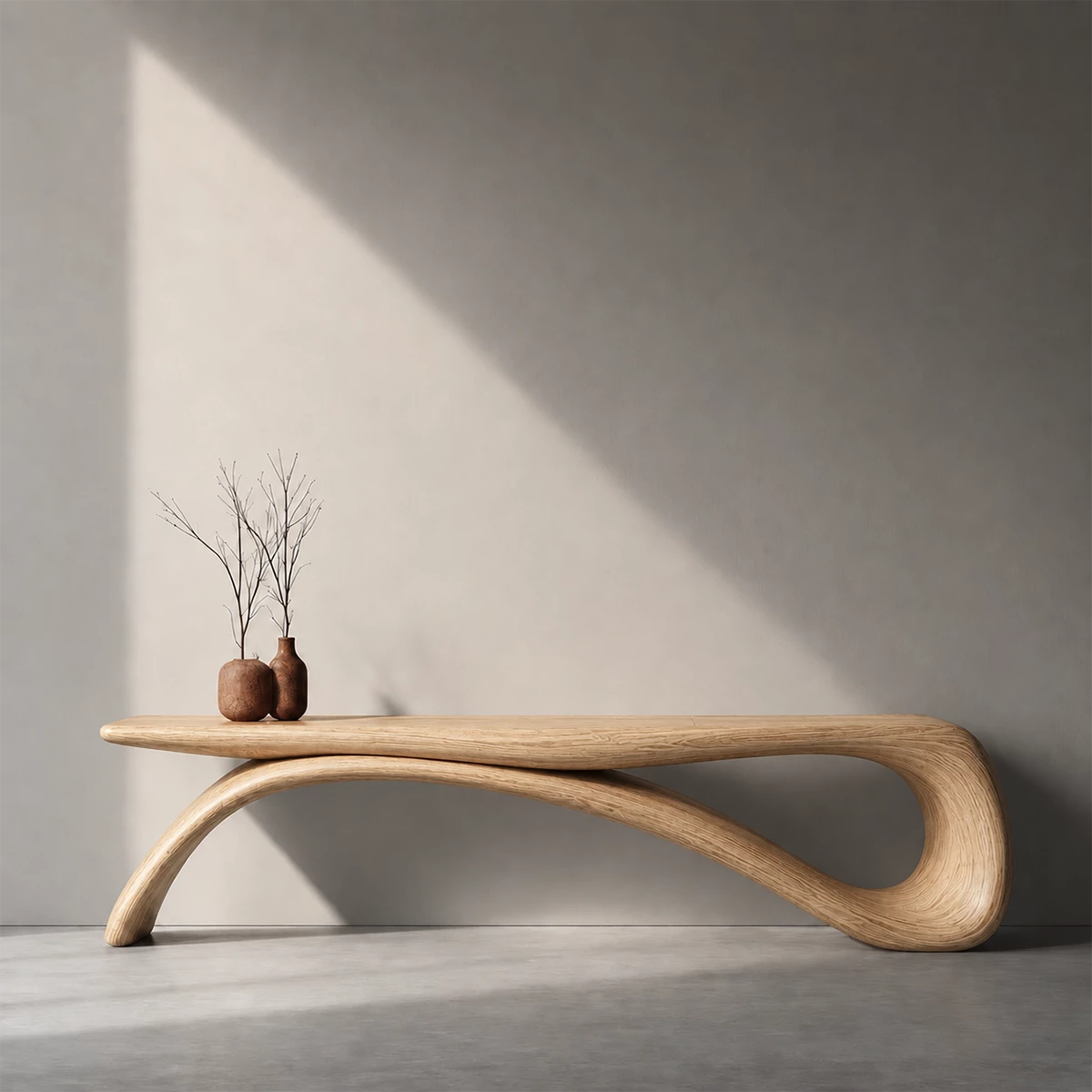 Sculptural Wave Wood Console Table – Organic Natural Wood Console for Modern Interior - Livewoodcraft - 4