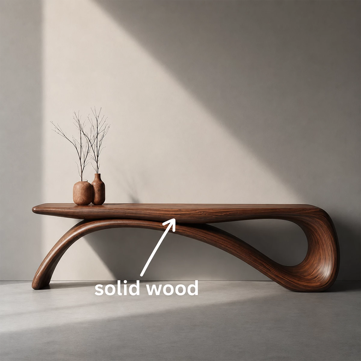 Sculptural Wave Wood Console Table – Organic Natural Wood Console for Modern Interior - Livewoodcraft - 5