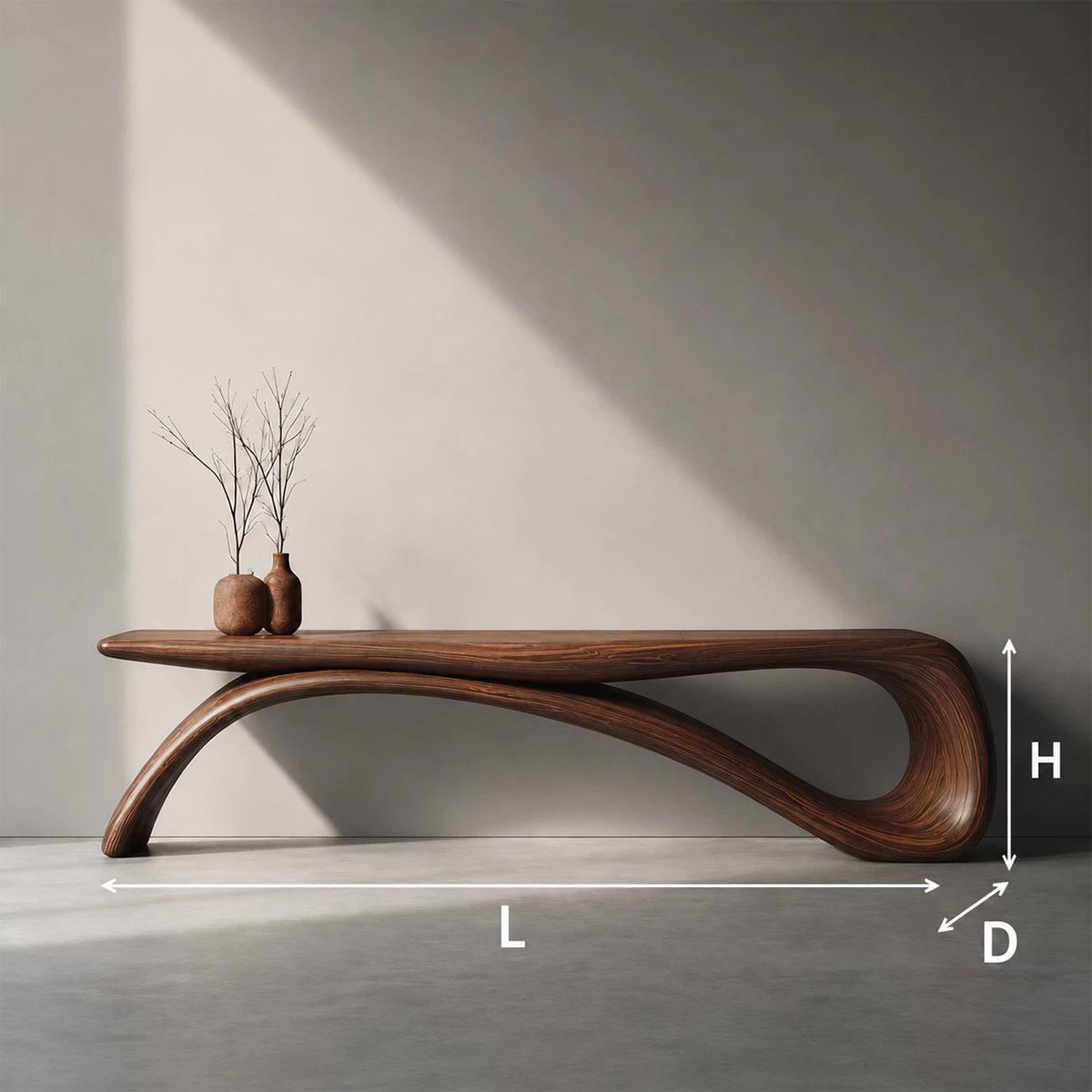 Sculptural Wave Wood Console Table – Organic Natural Wood Console for Modern Interior - Livewoodcraft - 6
