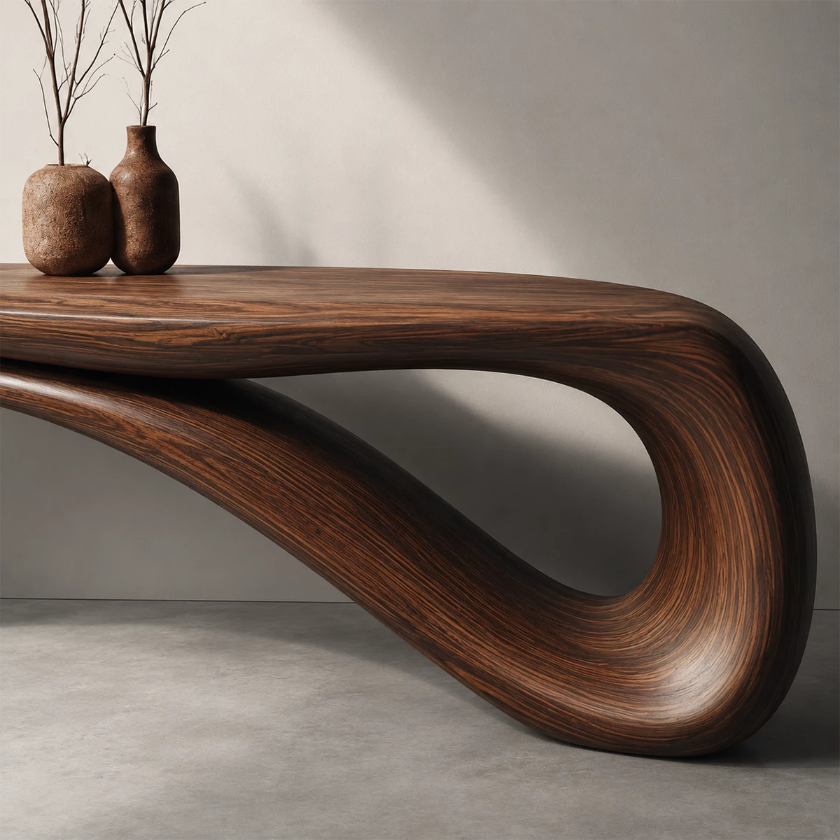 Sculptural Wave Wood Console Table – Organic Natural Wood Console for Modern Interior - Livewoodcraft - 7