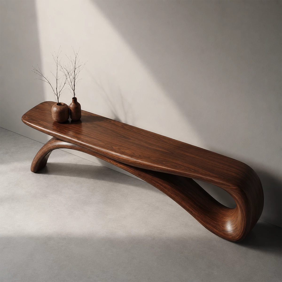 Sculptural Wave Wood Console Table – Organic Natural Wood Console for Modern Interior - Livewoodcraft - 8