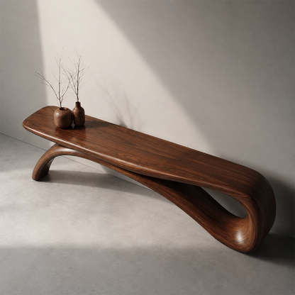 Sculptural Wave Wood Console Table – Organic Natural Wood Console for Modern Interior - Livewoodcraft - 8