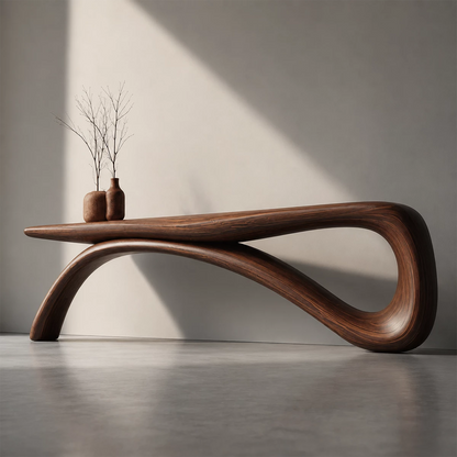 Sculptural Wave Wood Console Table – Organic Natural Wood Console for Modern Interior - Livewoodcraft - 9