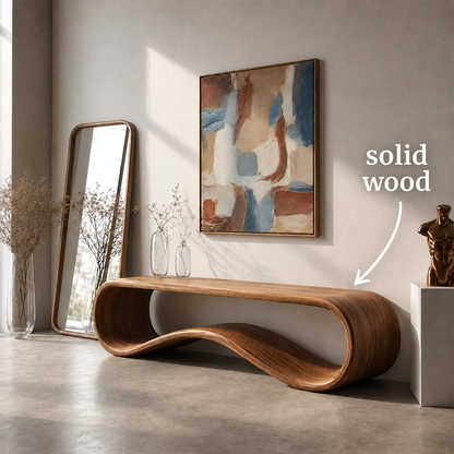Sculptural Wave Wood Console Table – Organic Natural Wood Entryway Table for Modern Interior - Livewoodcraft - 5