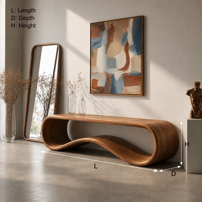 Sculptural Wave Wood Console Table – Organic Natural Wood Entryway Table for Modern Interior - Livewoodcraft - 6