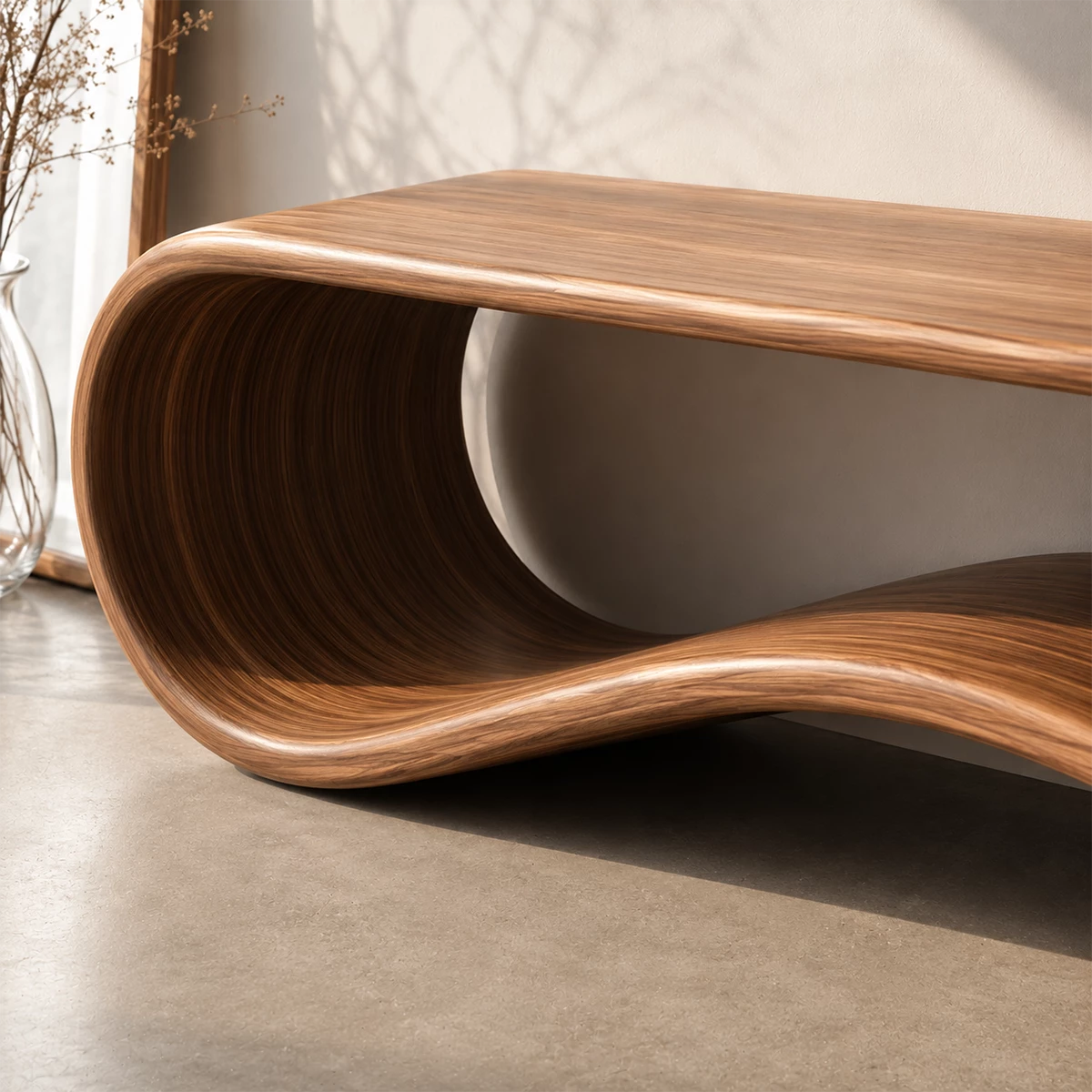 Sculptural Wave Wood Console Table – Organic Natural Wood Entryway Table for Modern Interior - Livewoodcraft - 8