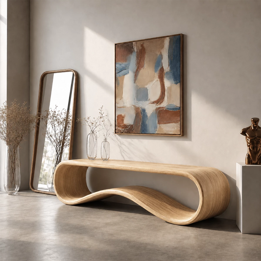 Sculptural Wave Wood Console Table – Organic Natural Wood Entryway Table for Modern Interior - Livewoodcraft