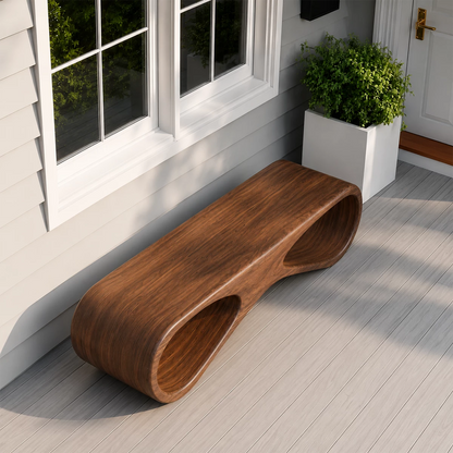 Sculptural Wave Wood Outdoor Bench – Natural Wood Patio Bench for Modern Exterior - Livewoodcraft - 10