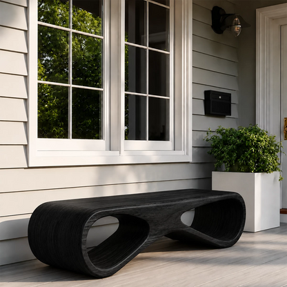 Sculptural Wave Wood Outdoor Bench – Natural Wood Patio Bench for Modern Exterior - Livewoodcraft - 3