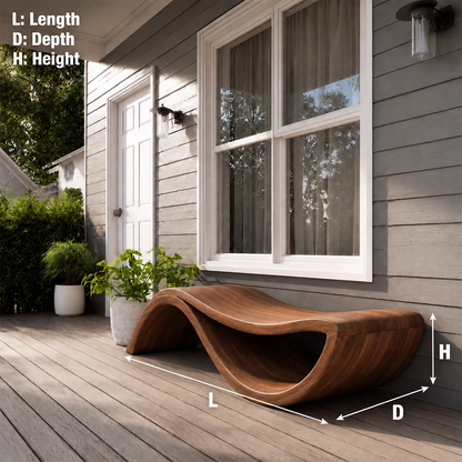 Sculptural Wave Wood Outdoor Chaise Lounge – Natural Wood Patio Lounge Chair - Livewoodcraft - 6