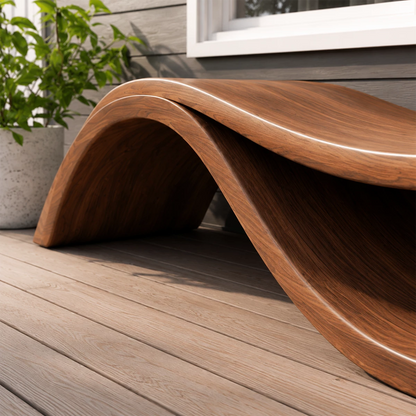 Sculptural Wave Wood Outdoor Chaise Lounge – Natural Wood Patio Lounge Chair - Livewoodcraft - 8