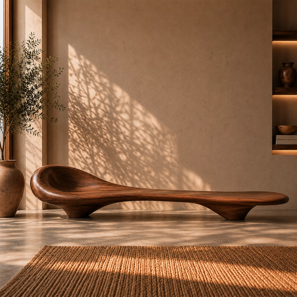 Sculptural Wood Chaise Lounge – Organic Natural Wood Lounge Chair for Modern Interior - Livewoodcraft - 5