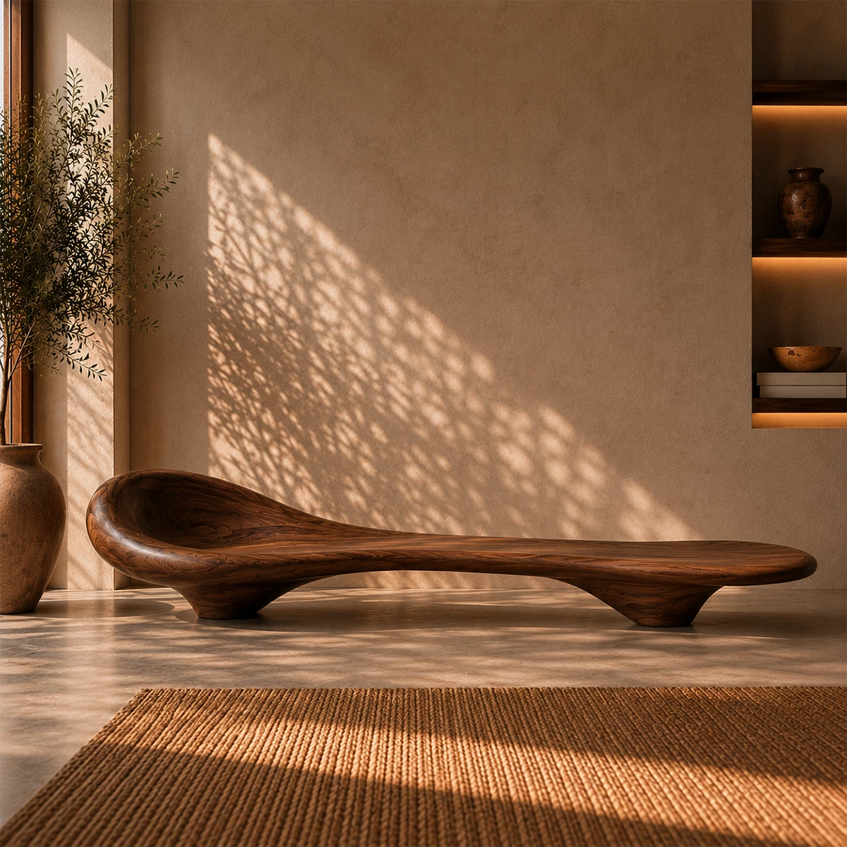 Sculptural Wood Chaise Lounge – Organic Natural Wood Lounge Chair for Modern Interior - Livewoodcraft - 9