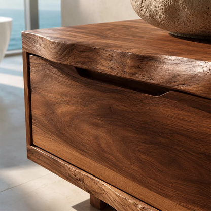 Solid Wood Bathroom Vanity With Drawer Storage And Open Towel Shelf For Modern Bathroom - Livewoodcraft - 6