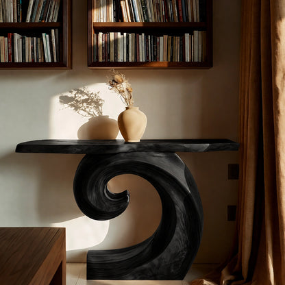 Spiral Base Natural Solid Wood Console Table for Modern Interiors - Livewoodcraft - 4