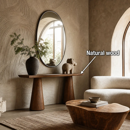 Tapered Pedestal Natural Solid Wood Console Table for Entryways - Livewoodcraft - 10