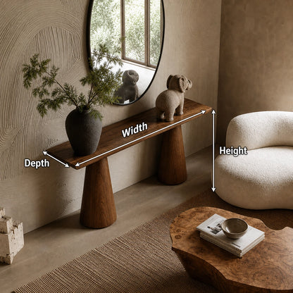 Tapered Pedestal Natural Solid Wood Console Table for Entryways - Livewoodcraft - 9