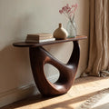 Organic Sculptural Natural Solid Wood Console Table with Open Base
