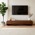 Modern Sculptural Solid Wood TV Stand With Rounded Frame For Living Room