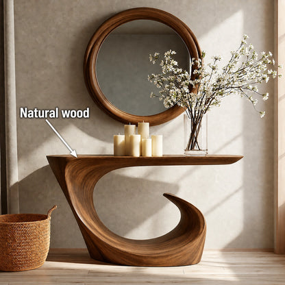 Wave Form Natural Solid Wood Console Table for Modern Entryways - Livewoodcraft - 10