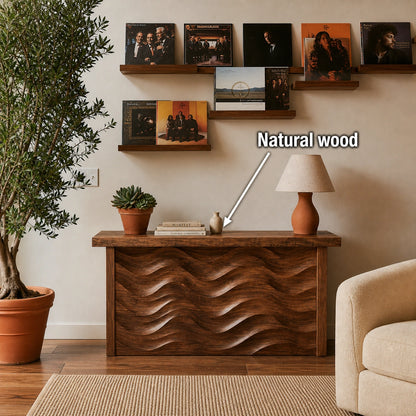 Wave Front Natural Solid Wood Sideboard Cabinet with Concealed Storage - Livewoodcraft - 10