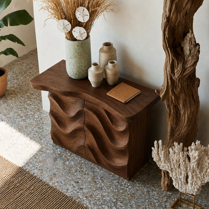 Wave Front Natural Solid Wood Sideboard Cabinet with Hidden Storage - Livewoodcraft - 7