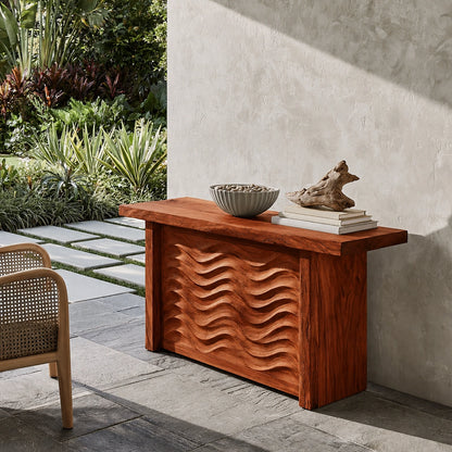 Wave Front Natural Solid Wood Sideboard Cabinet with Hidden Storage - Livewoodcraft - 8368 - 2