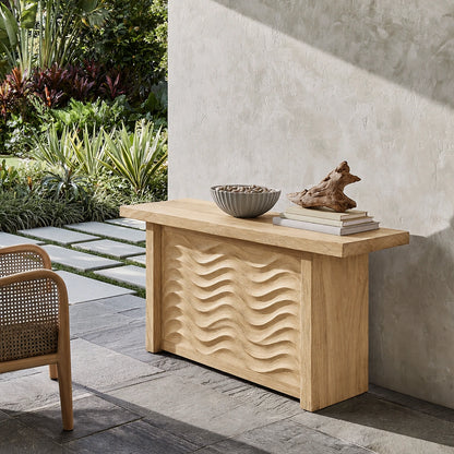 Wave Front Natural Solid Wood Sideboard Cabinet with Hidden Storage - Livewoodcraft - 8368 - 3