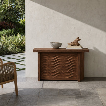 Wave Front Natural Solid Wood Sideboard Cabinet with Hidden Storage - Livewoodcraft - 8368 - 6