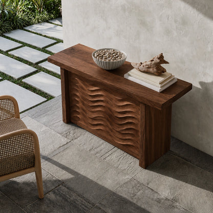 Wave Front Natural Solid Wood Sideboard Cabinet with Hidden Storage - Livewoodcraft - 8368 - 7