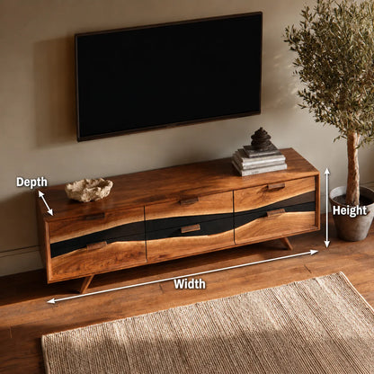 Wave Front Natural Solid Wood TV Stand with Six Drawer Storage - Livewoodcraft - 10