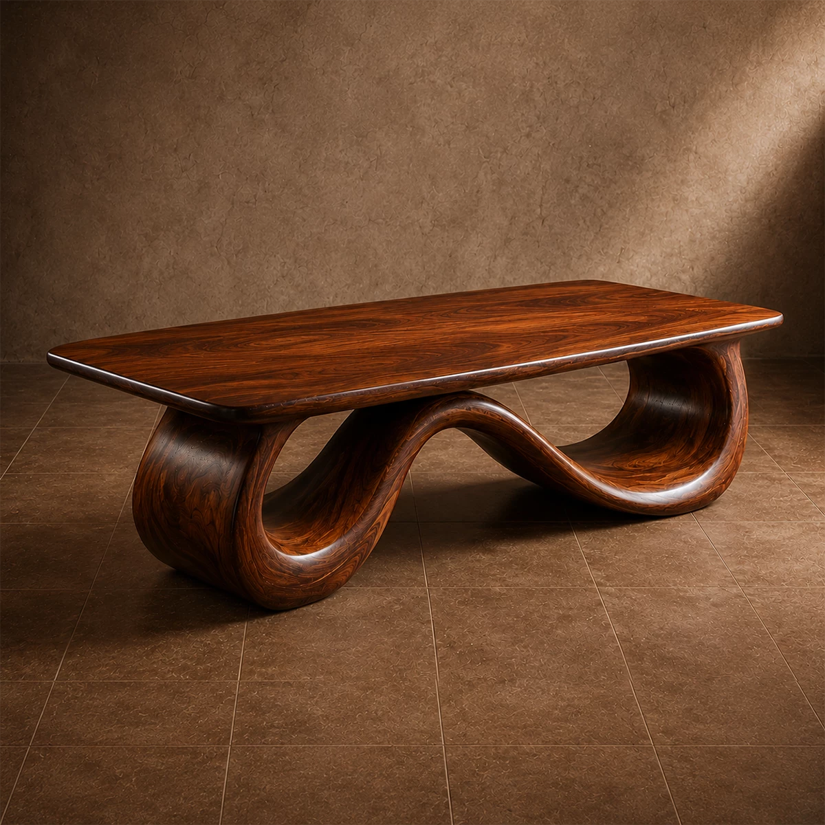 Wave Sculptural Coffee Table Crafted from Natural Solid Wood - Livewoodcraft - 3