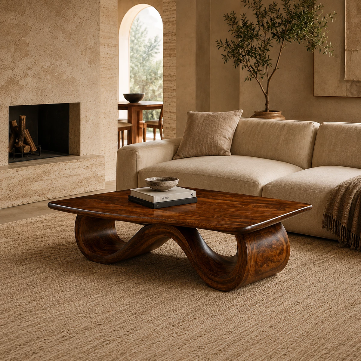 Wave Sculptural Coffee Table Crafted from Natural Solid Wood - Livewoodcraft - 5