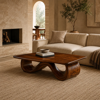 Wave Sculptural Coffee Table Crafted from Natural Solid Wood - Livewoodcraft - 5