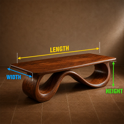 Wave Sculptural Coffee Table Crafted from Natural Solid Wood - Livewoodcraft - 6