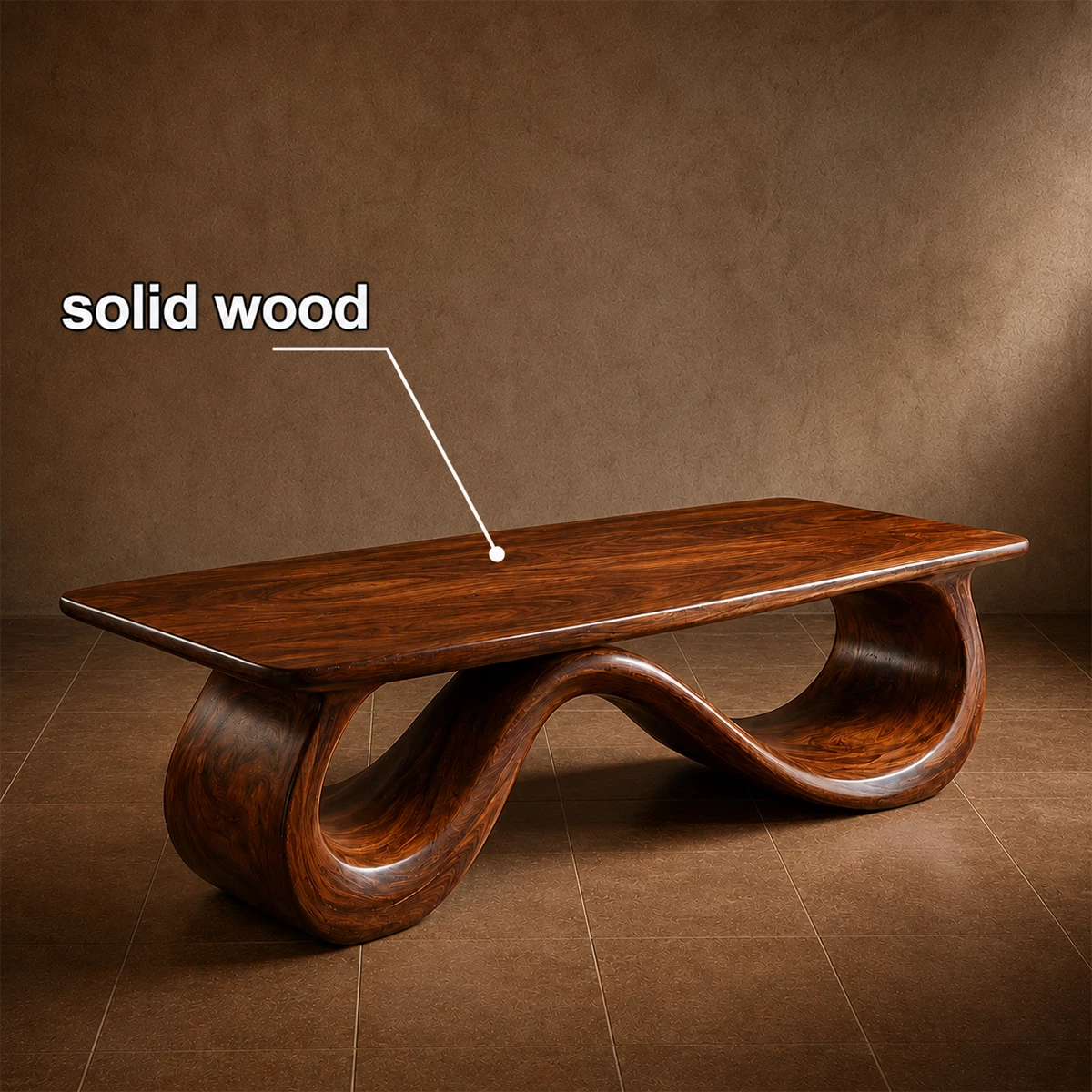 Wave Sculptural Coffee Table Crafted from Natural Solid Wood - Livewoodcraft - 7