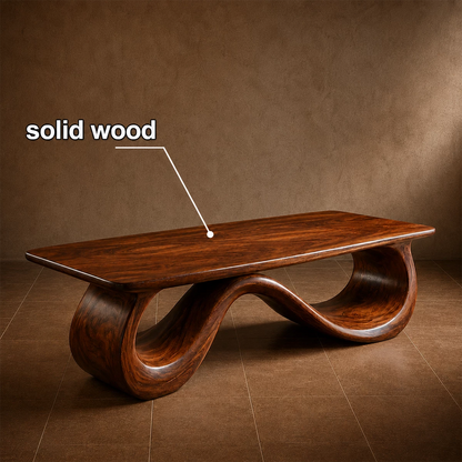 Wave Sculptural Coffee Table Crafted from Natural Solid Wood - Livewoodcraft - 7