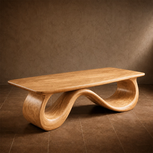 Wave Sculptural Coffee Table Crafted from Natural Solid Wood - Livewoodcraft